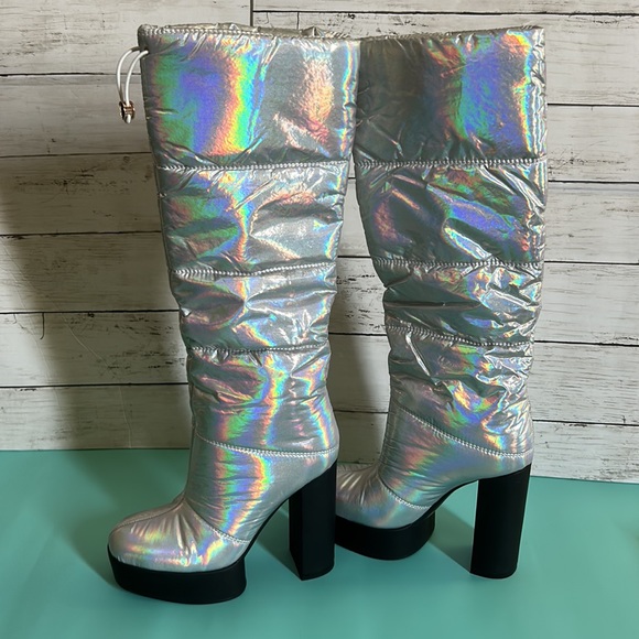 Sun Gurg Quilted Platform High Heel Boots - Picture 2 of 9